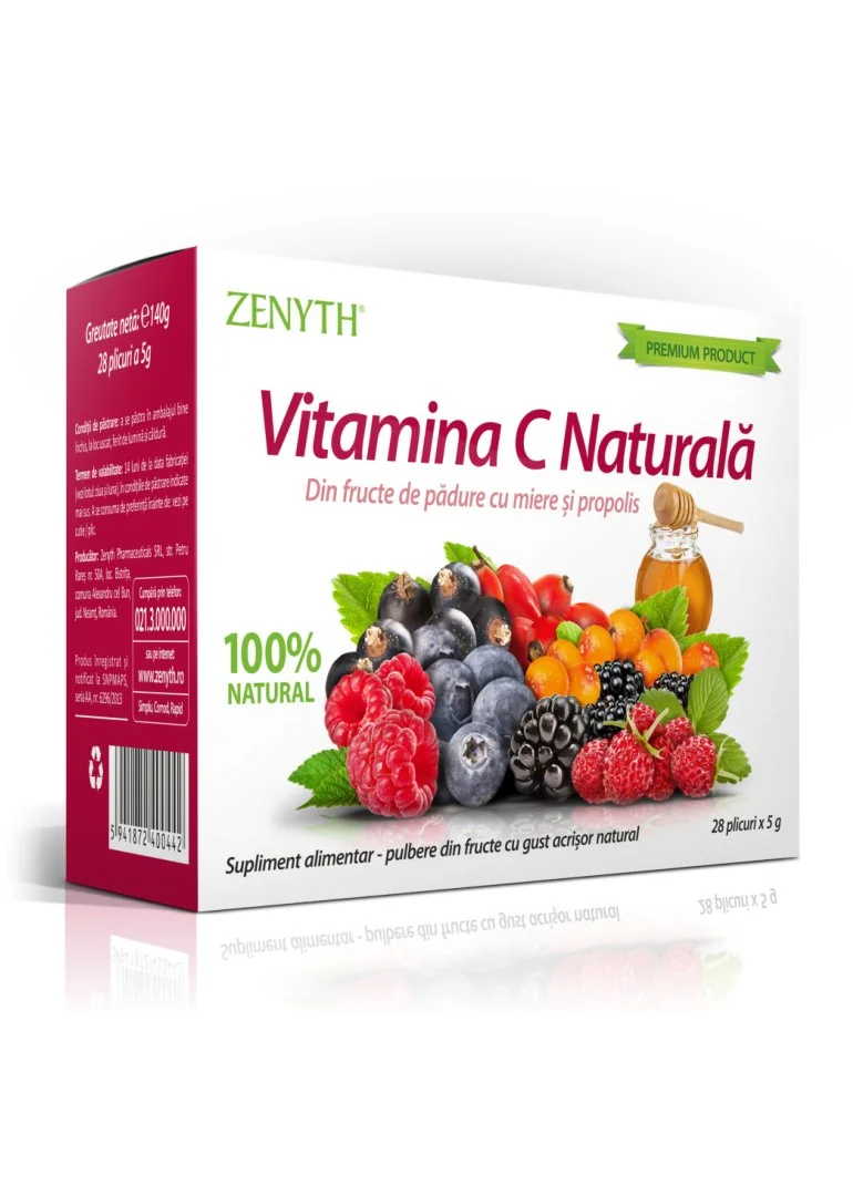Vitamina C cu fructe de padure miere si propolis, 28 plicuri, Zenyth