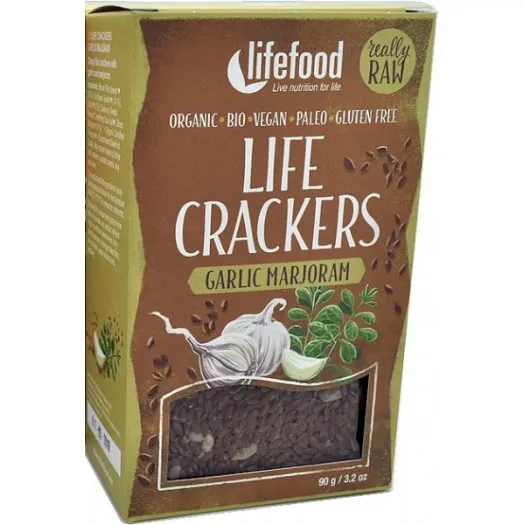 Lifecrackers cu usturoi si maghiran raw Bio, 90g, Lifefood