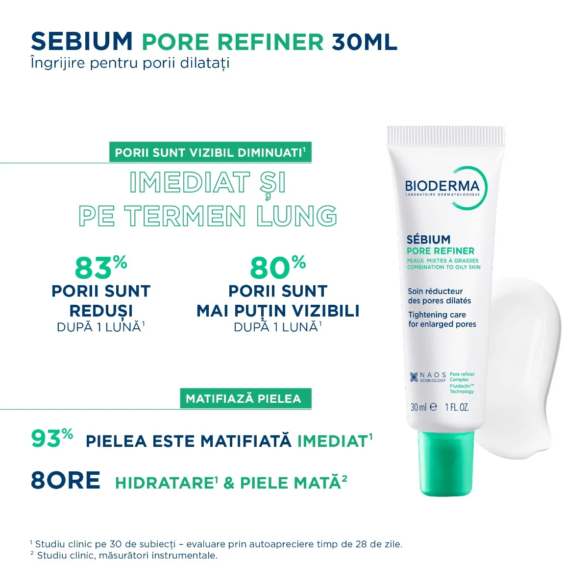 Corector cu efect matifiant Sebium Pore Refiner, 30ml, Bioderma