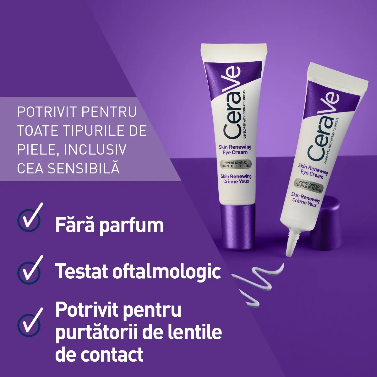 Crema de ochi antirid Skin Renewing pentru toate tipurile de ten, 14ml, CeraVe