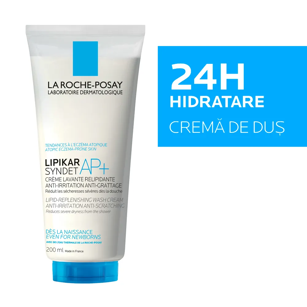 Crema de spalare anti-iritatii si anti-prurit pentru pielea uscata Lipikar Syndet AP+, 200ml, La Roche-Posay 