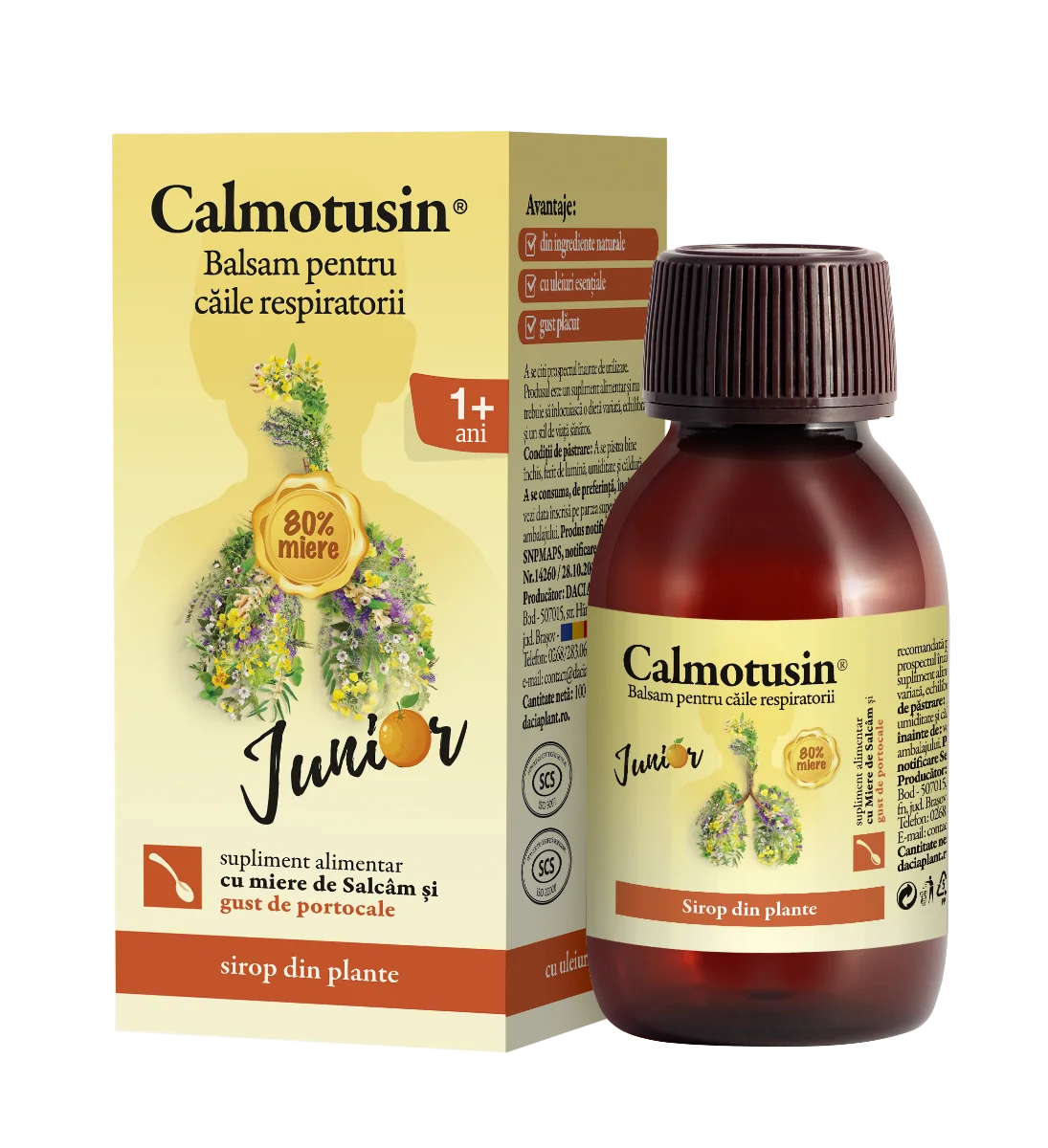 Calmotusin Junior cu gust de portocale, 100ml, Dacia Plant