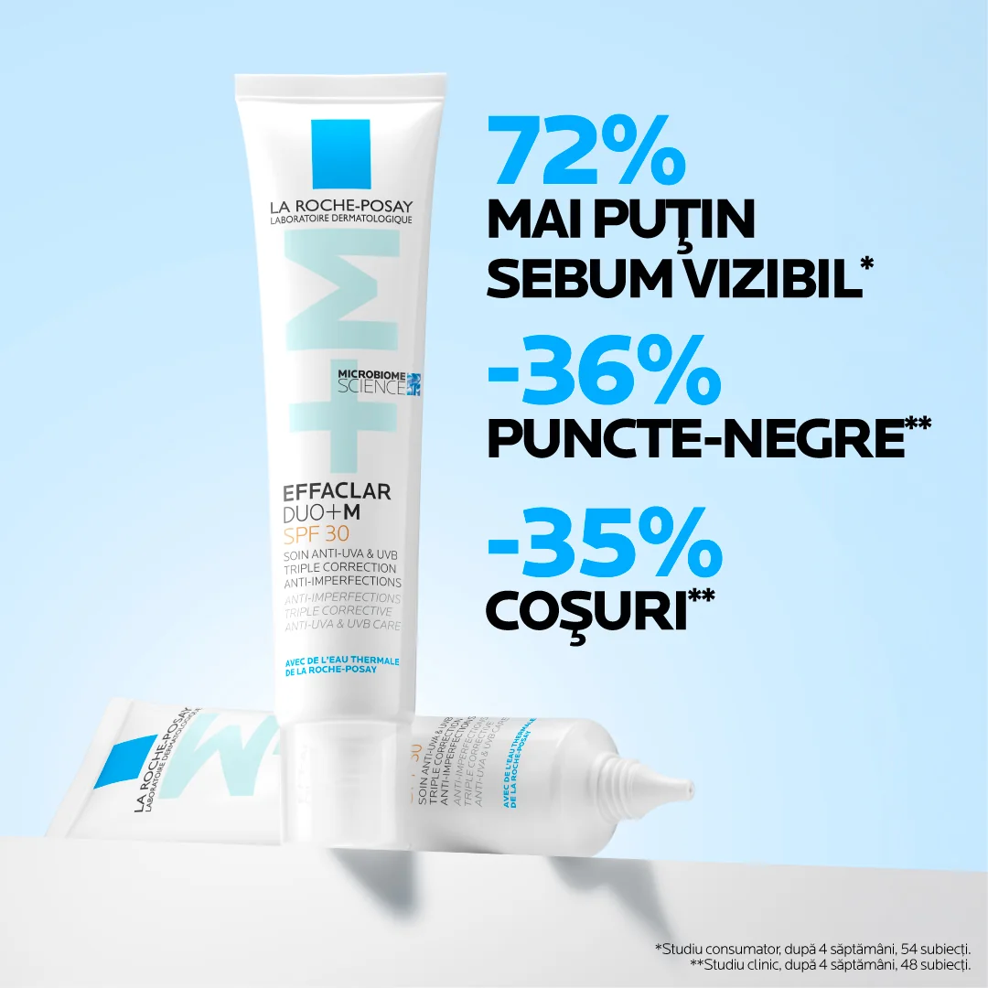Crema triplu-corectoare anti-Imperfectiuni pentru tenul gras cu tendinta acneica SPF30 Effaclar DUO +M, 40ml, La Roche-Posay