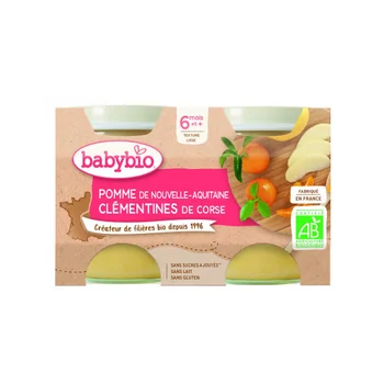 Piure de mere si clementine Bio, 2 x 130g, BabyBio
