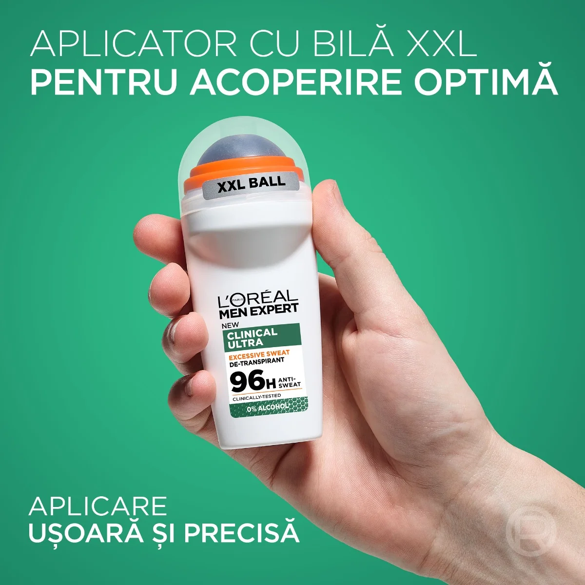 Antiperspirant roll-on fara alcool Derma Control, 50ml, L'oreal Men Expert