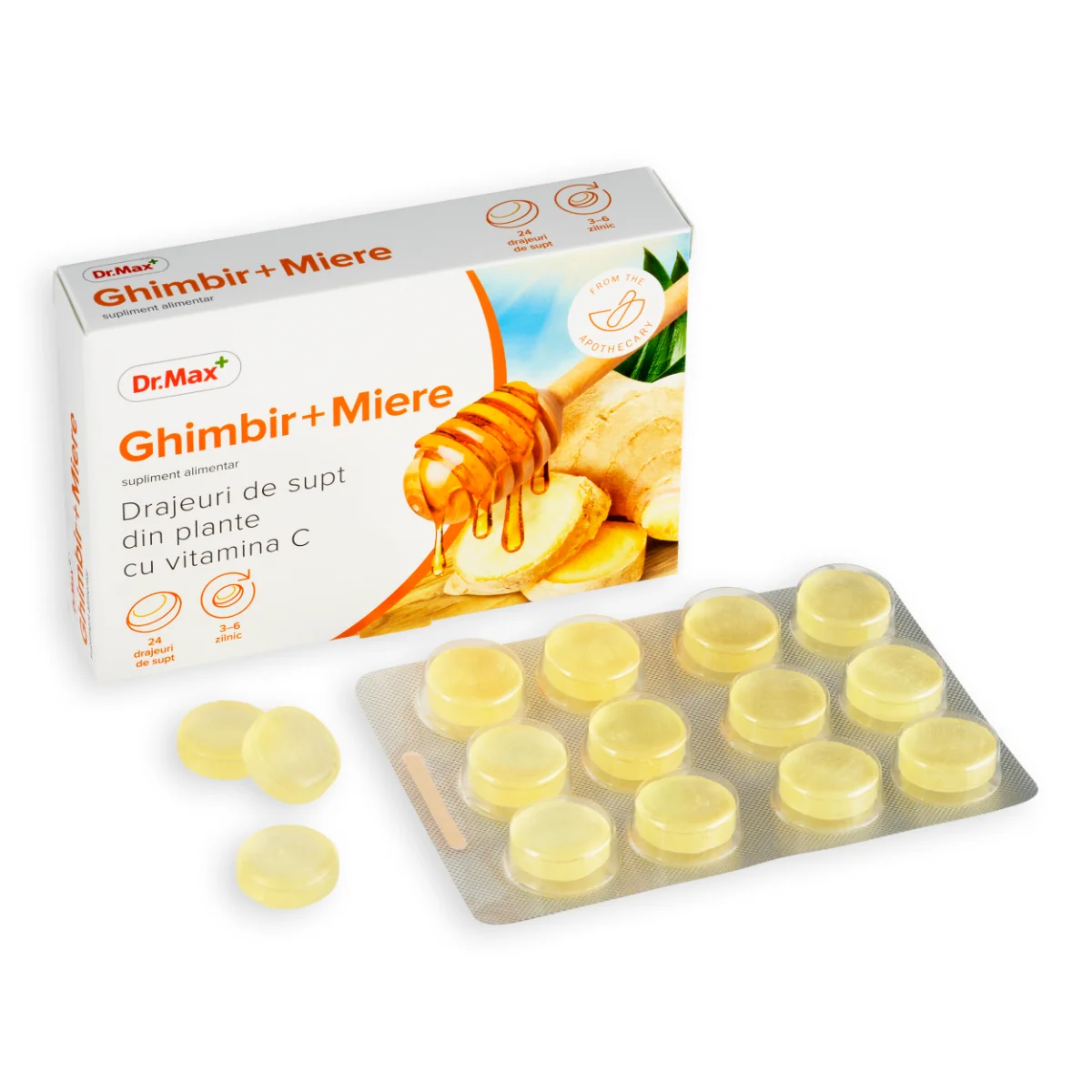 Dr. Max Drajeuri ghimbir + miere, 24 drajeuri