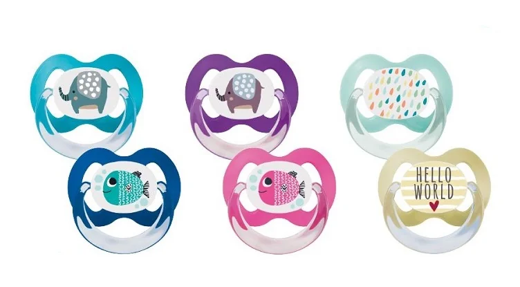 Set suzete multicolore cu inel Talia 1, 2 bucati, Baby Nova