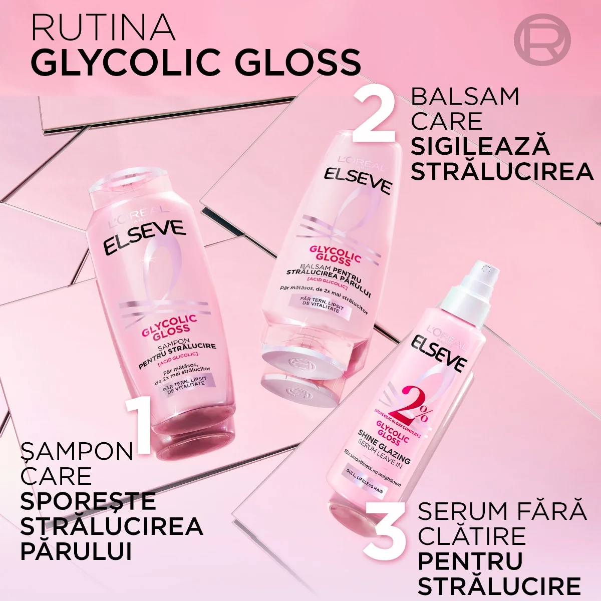 Balsam pentru stralucirea parului Glycolic Gloss, 200 ml, Elseve