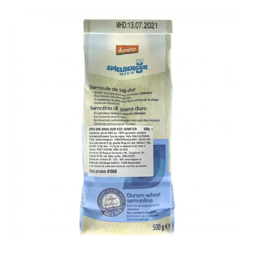 Gris din grau dur Eco Demeter, 500g, Spielberger