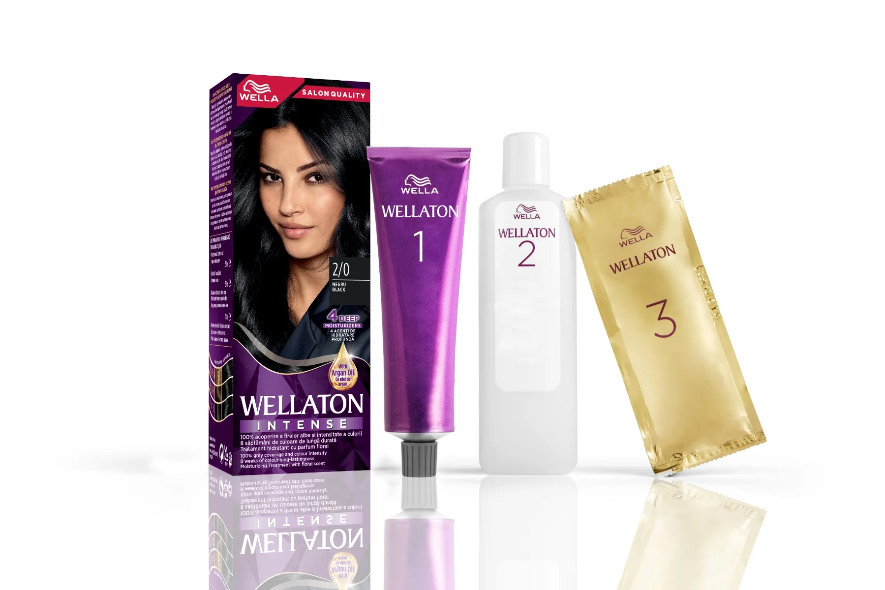 Vopsea de par permanenta Negru 2.0 Wellaton, 110ml, Wella
