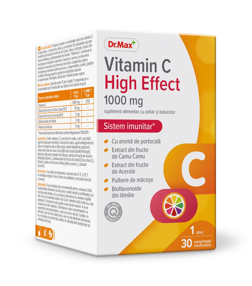 Dr. Max Vitamina C High Effect 1000mg, 30 comprimate masticabile