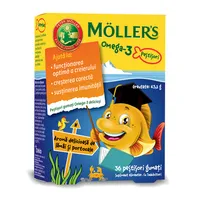 Pestisori gumati cu Omega 3 si aroma de lamai si portocale, 36 jeleuri, Moller's