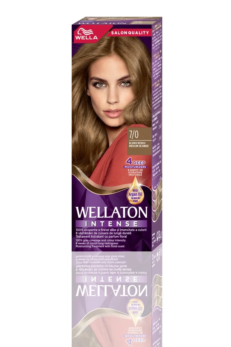 Vopsea de par permanenta Blond Mediu 7.0 Wellaton, 110ml, Wella