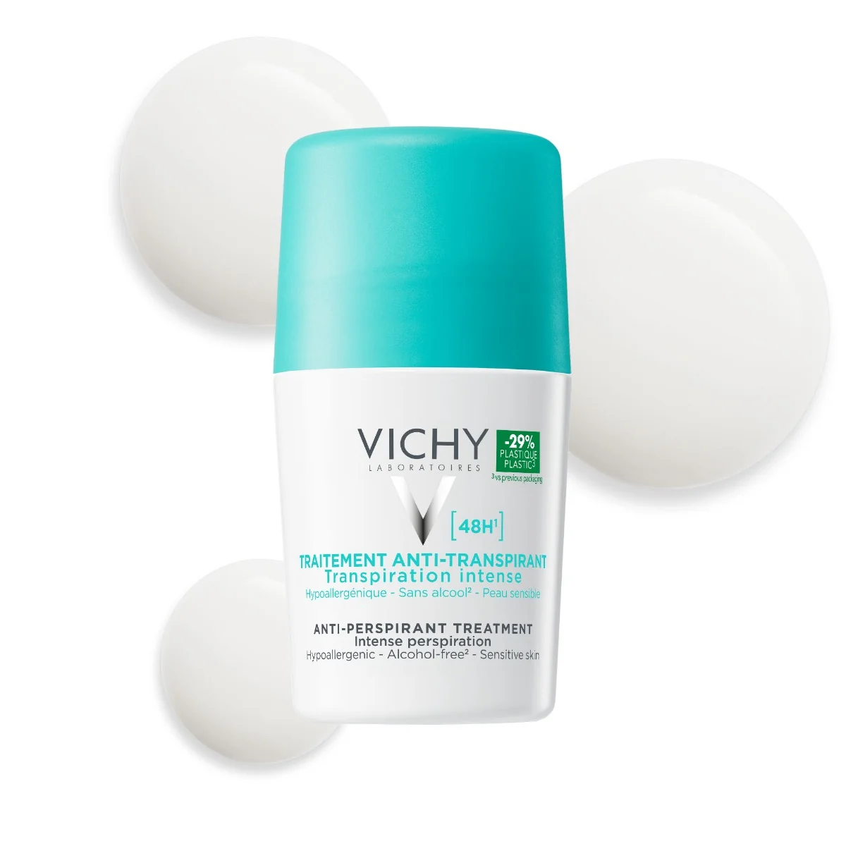 Deodorant roll-on Antiperspirant cu parfum impotriva transpiratiei intense 48h, 50ml, Vichy