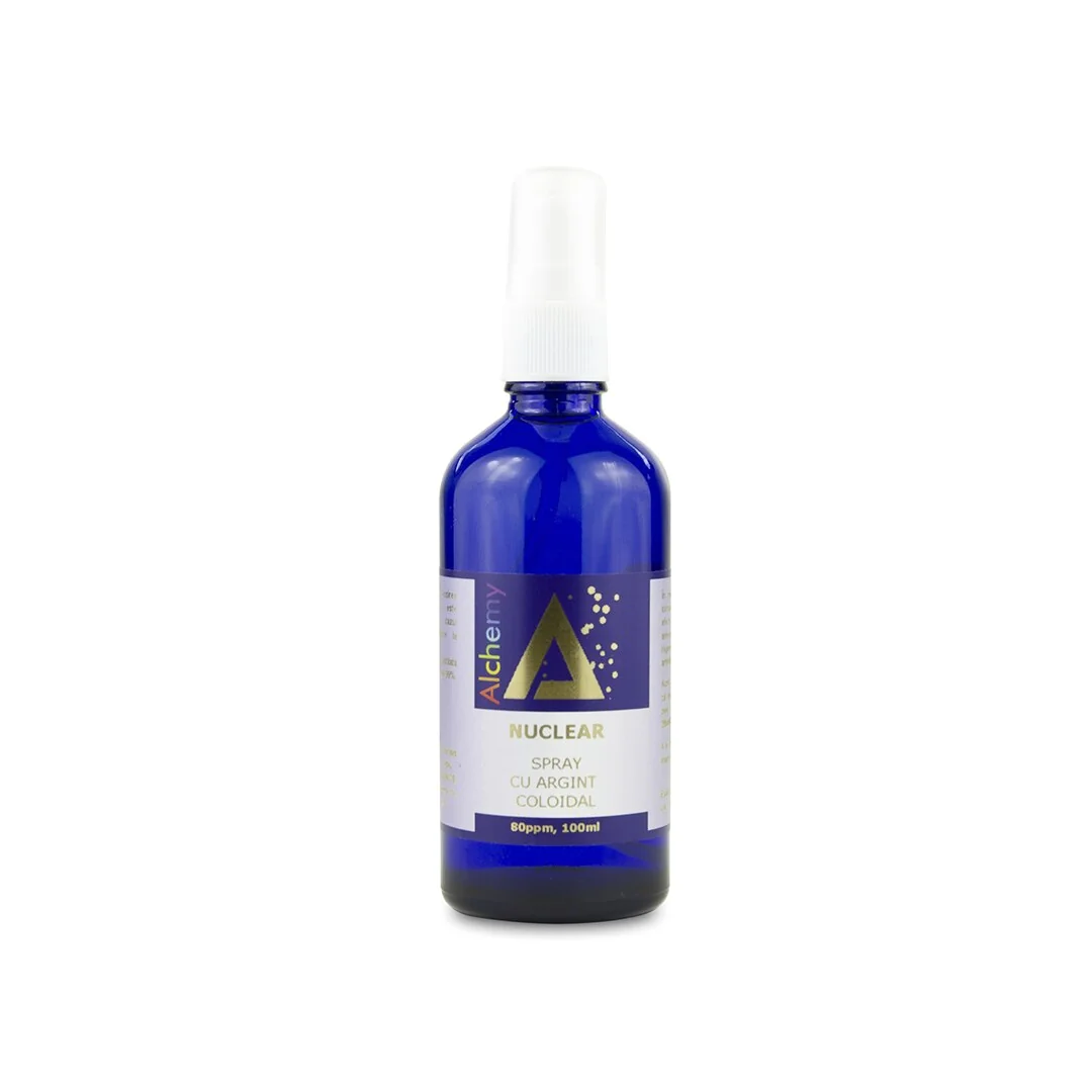Lotiune pentru ingrijirea pielii spray cu argint coloidal Nuclear 80 ppm, 100ml, Alchemy 