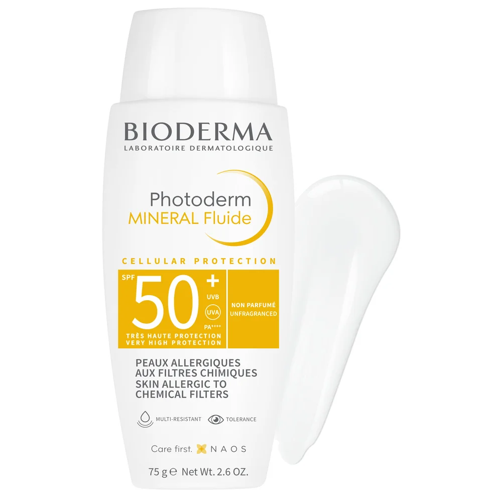 Protectie solara pentru pielea alergica la filtre chimice Photoderm Mineral Fluide, 75g, Bioderma