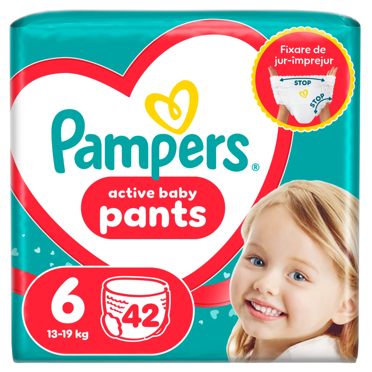 Scutece-chilotel Active Baby Pants Jumbo Pack Marimea 6 pentru 13kg-19kg, 42 bucati, Pampers
