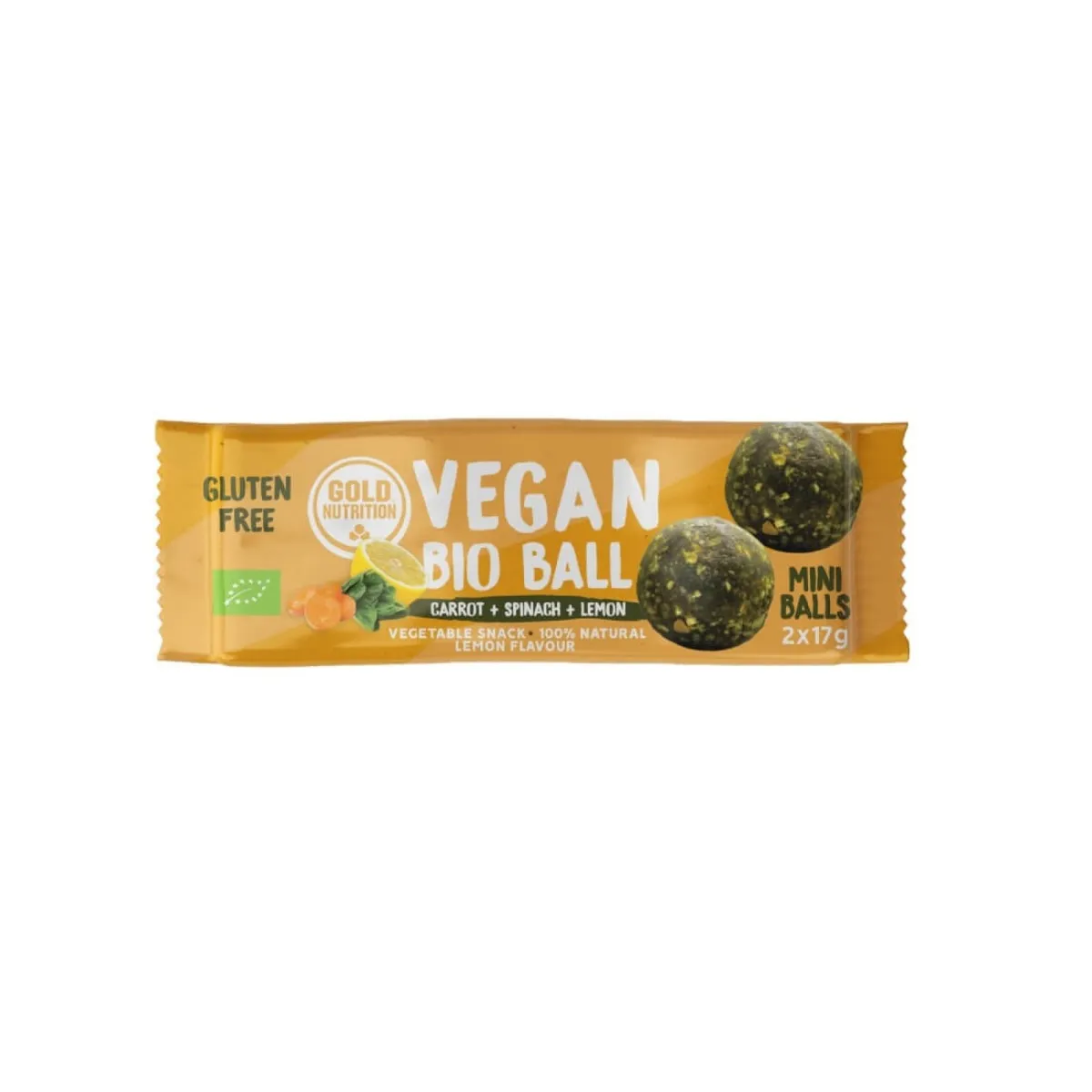 Bile Vegane Bio cu morcov, spanac si lamaie, 2x17g, Gold Nutrition