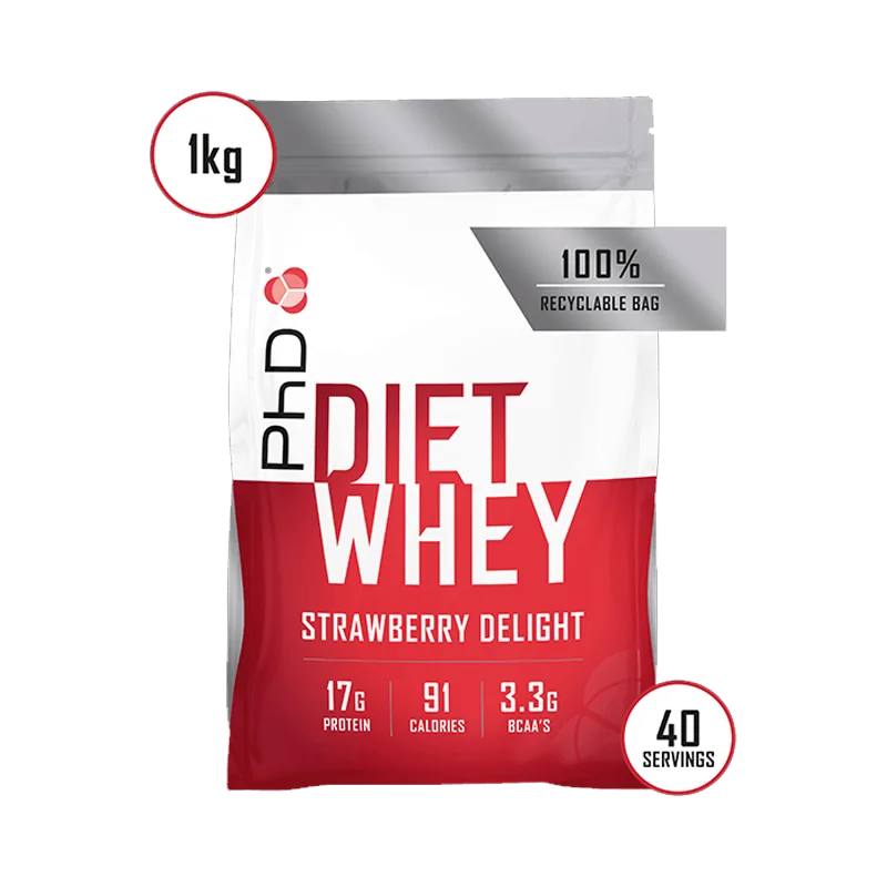 Pudra proteica cu aroma de capsuni Diet Whey, 1kg, PhD