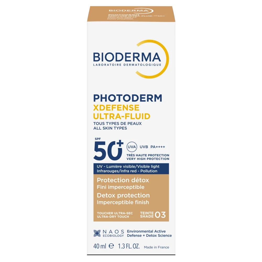Crema colorata SPF50+ XDefense Ultra-Fluid Fototip 3 pentru protectie UV completa, 40ml, Bioderma