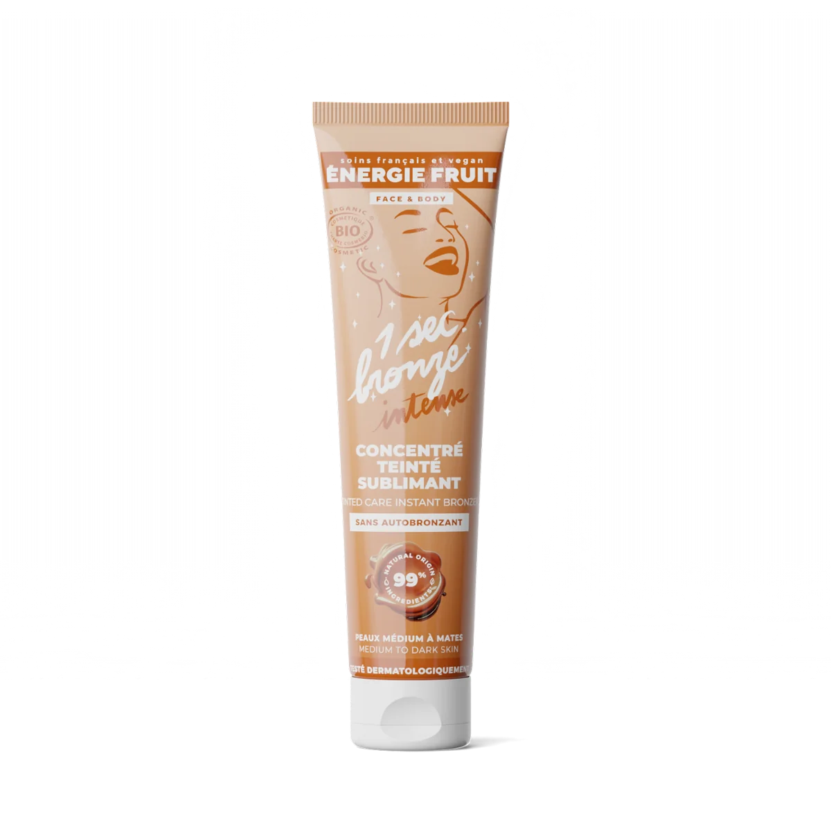 Lotiune iluminatoare fata si corp cu efect de bronz instant Mid to Dark skin, 100ml, Energie Fruit