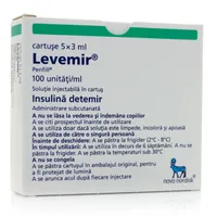 Levemir Penfill 100u/ml/3ml, 5 cartuse, Novo Nordisk
