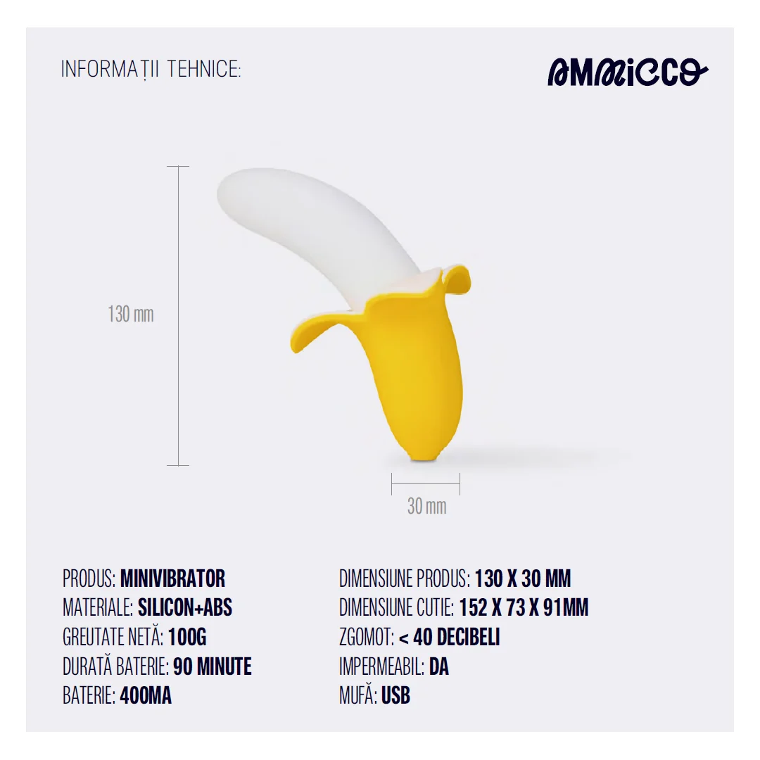 Mini vibrator silentios si discret Little Banana, 1 bucata, Ammicco