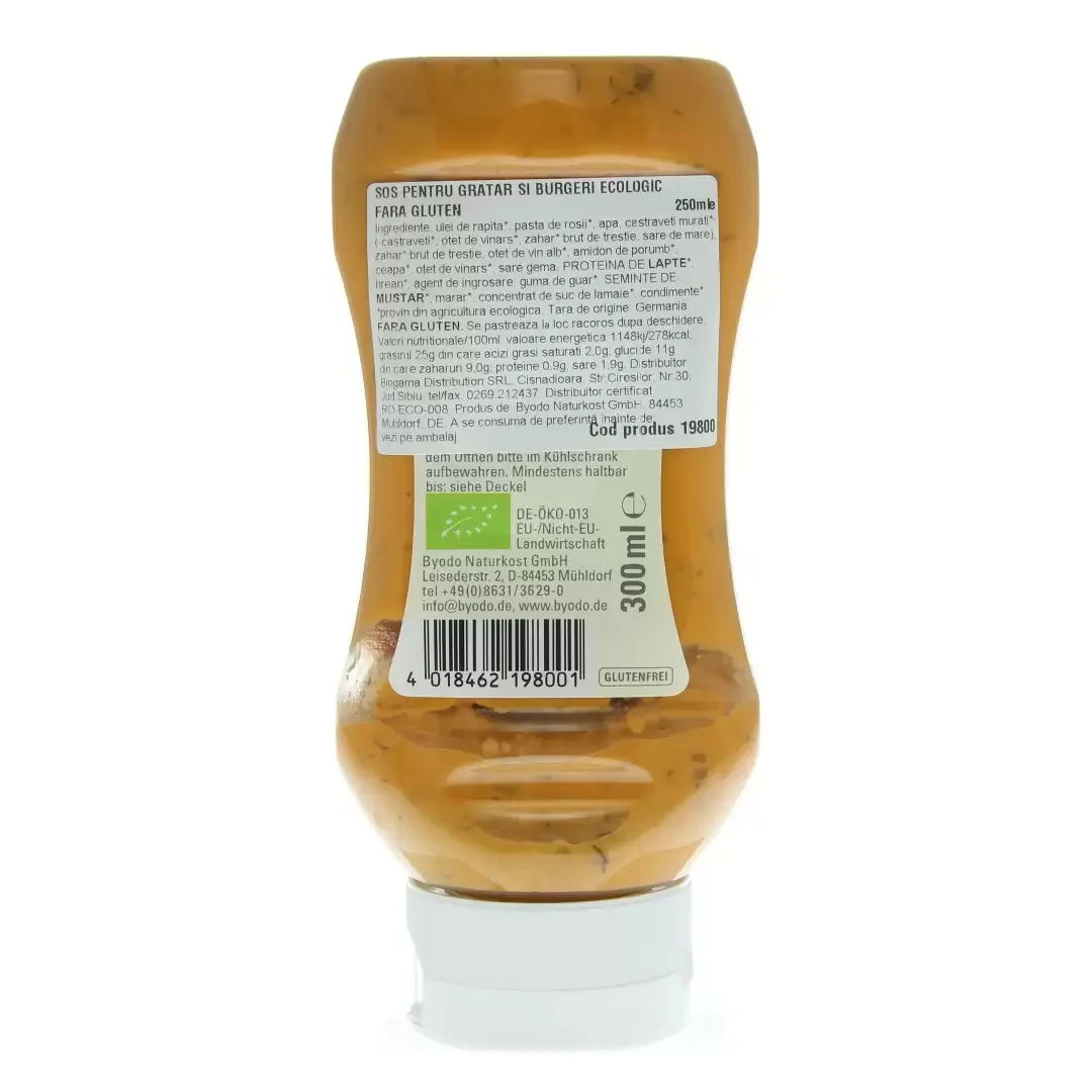 Sos pentru gratar si burgeri Eco fara gluten, 300ml, Byodo