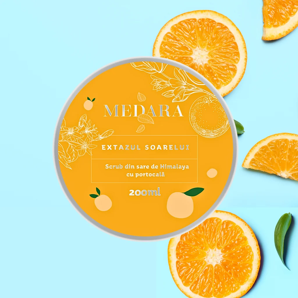Scrub cu sare de Himalaya si portocale Extazul Soarelui, 200ml, Medara