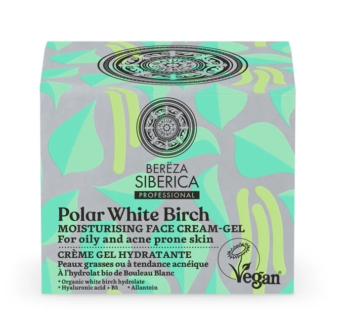 Crema-gel hidratanta cu mesteacan alb pentru ten gras sau acneic Polar White Birch, 50ml, Natura Siberica