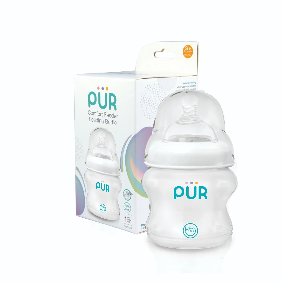 Biberon cu gura larga Comfort, 150ml, PUR