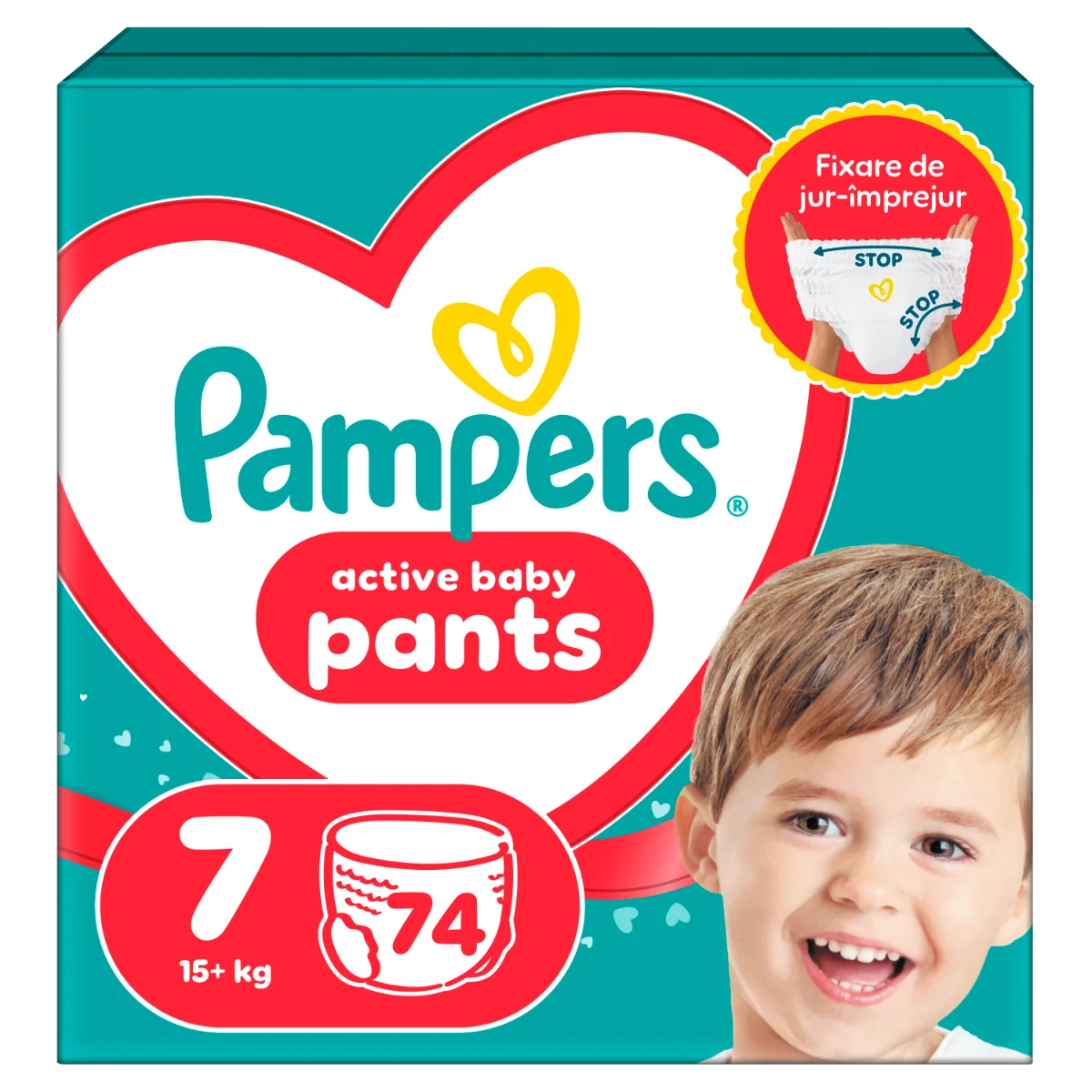 Scutece Pants Junior Marimea 7 pentru 15 kg+ Mega Box, 74 bucati, Pampers