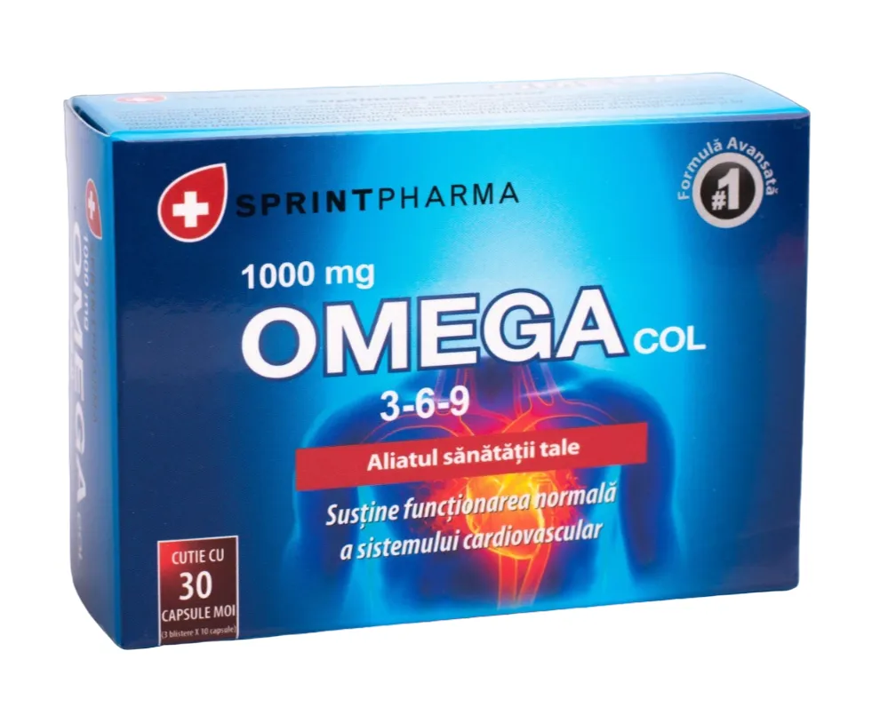 Supliment alimentar pentru reglarea colesterolului Omega col 3-6-9, 30 capsule, Sprint Pharma