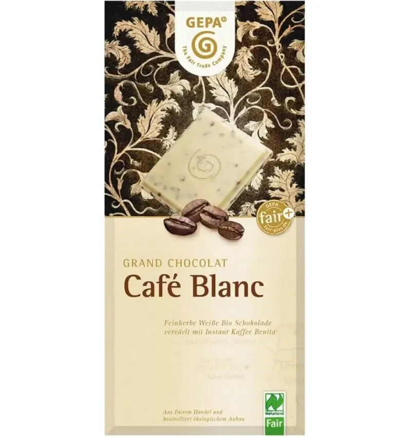 Ciocolata alba cu cafea Cafe Blanc, 100g, Gepa