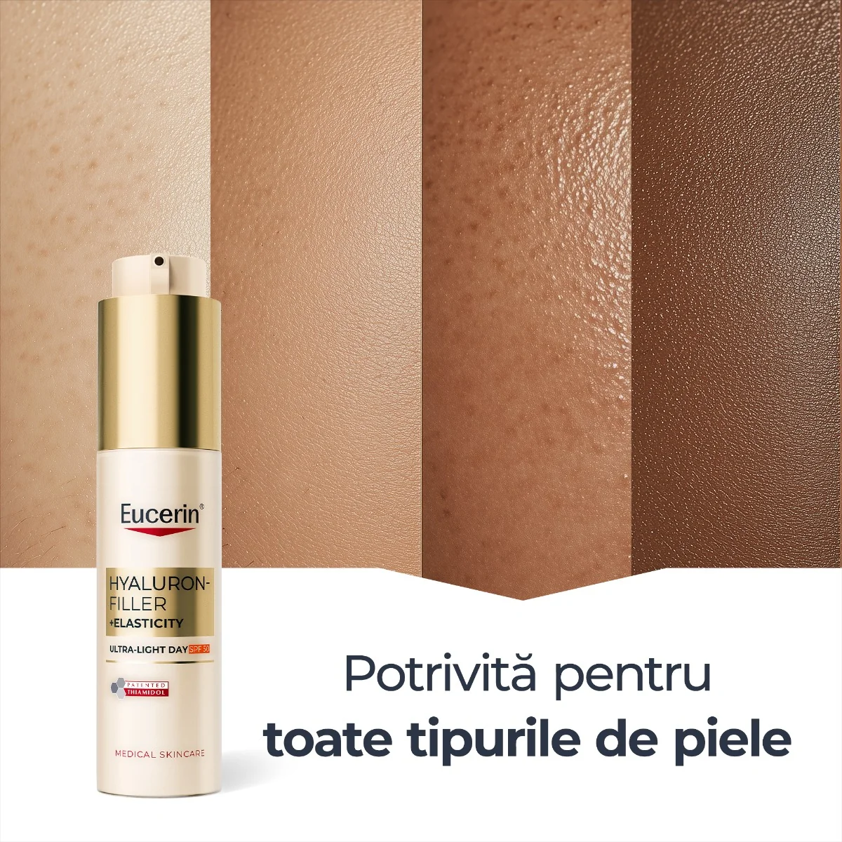 Crema de fata ultra lejera Hyaluron Filler+Elasticity SPF50+, 50ml, Eucerin
