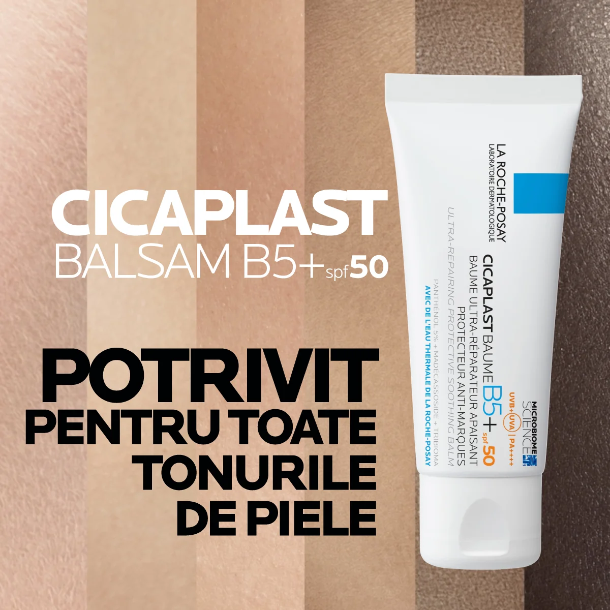 Balsam ultra-reparator calmant protector anti-pete pigmentare Cicaplast Baume B5+ SPF50, 40ml, La Roche-Posay