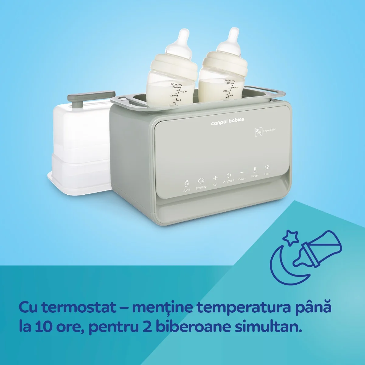 Incalzitor biberoane si sterilizator cu termostat si lampa de veghe 12/218, 1 bucata, Canpol babies