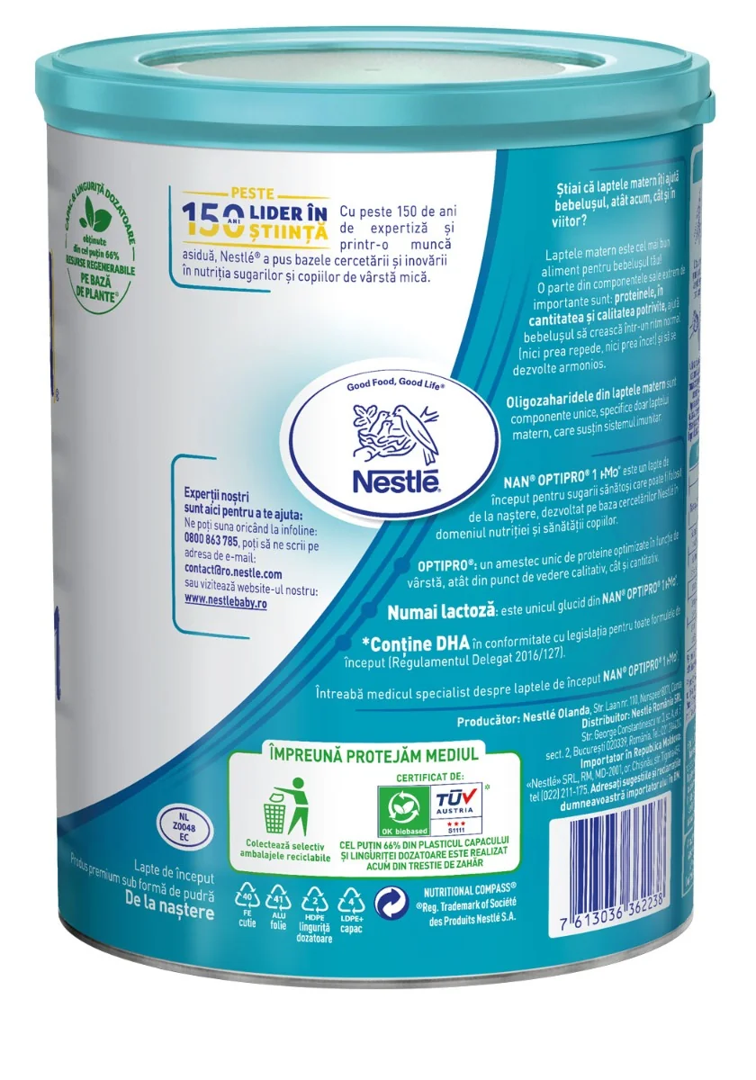 Lapte praf Nan 1 Optipro HM-O Premium +0 luni, 800g, Nestle 