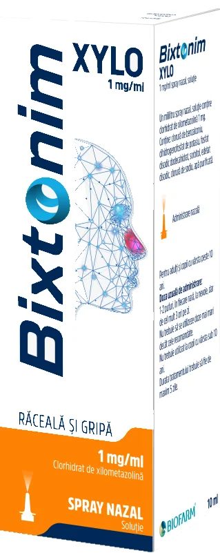 Bixtonim Xylo spray nazal adulti 0.1%, 10ml, Biofarm