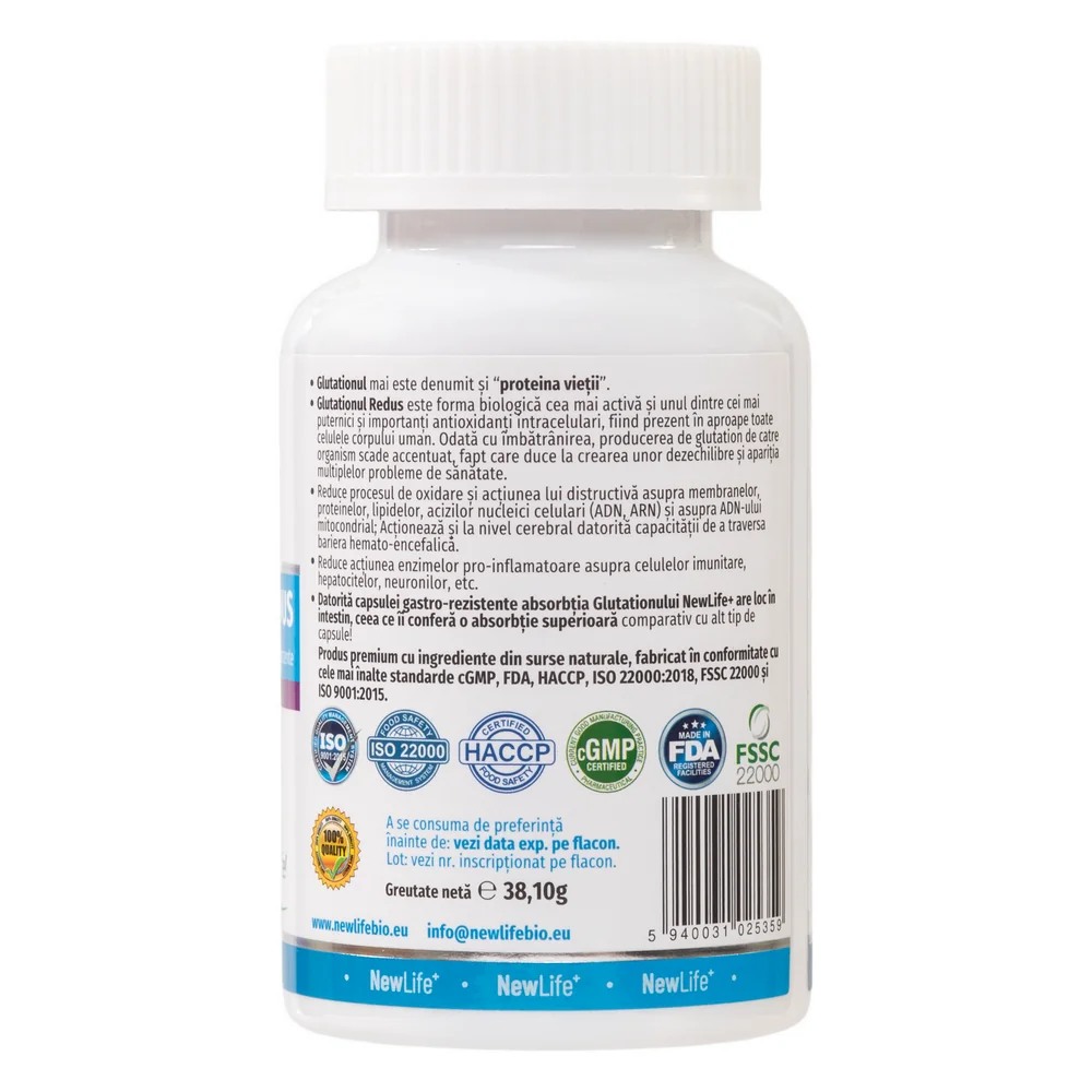 Glutation Redus 500mg, 60 capsule, NewLife