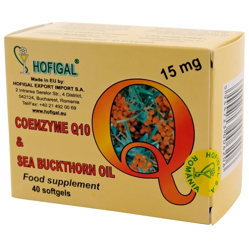 Coenzima Q10 in ulei de catina Forte 15mg, 40 capsule, Hofigal
