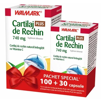Cartilaj de Rechin Plus imbogatit cu vitamina C, 100 + 30 capsule cadou, Walmark