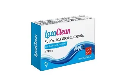 Supozitoare cu glicerina 2000mg pentru adulti LaxaClean, 10 bucati, Viva Pharma
