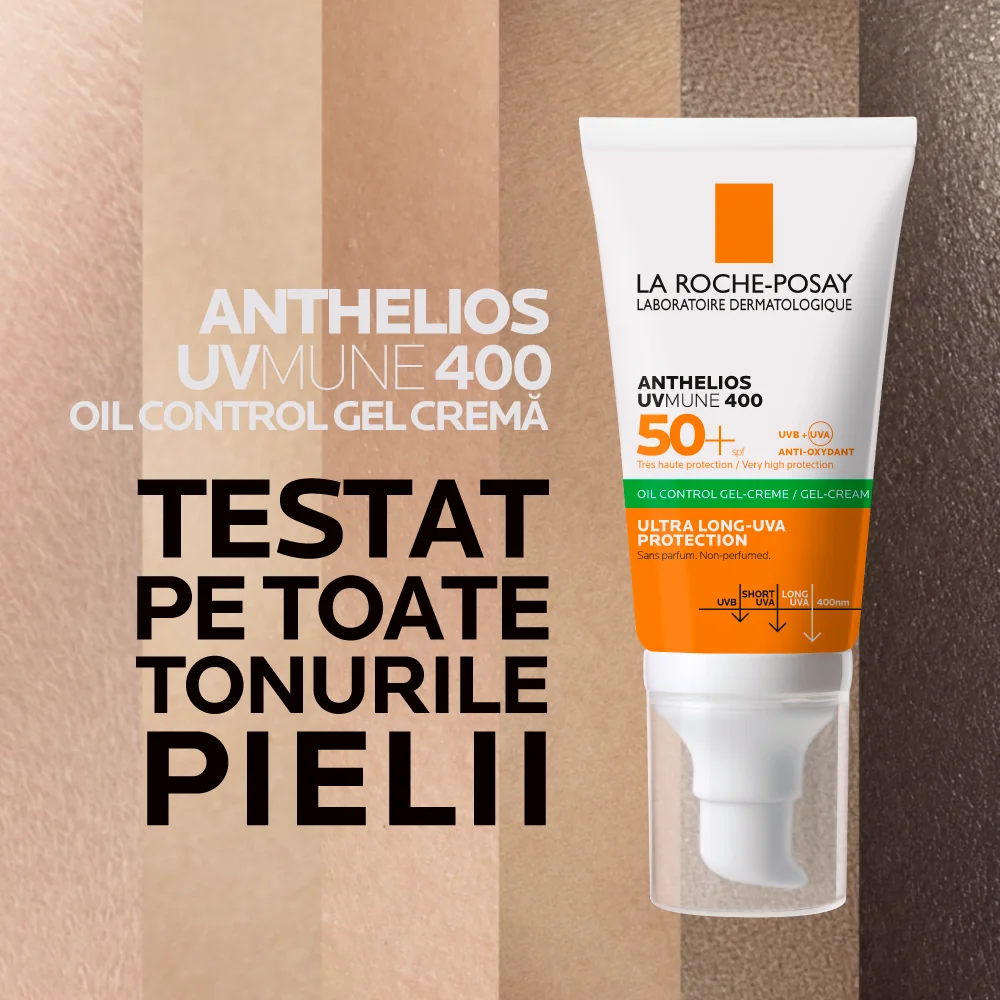 Gel-Crema Oil Control cu protectie solara SPF 50+ pentru tenul mixt-gras cu efect de matifiere Anthelios UV-Mune 400, 50ml, La Roche-Posay