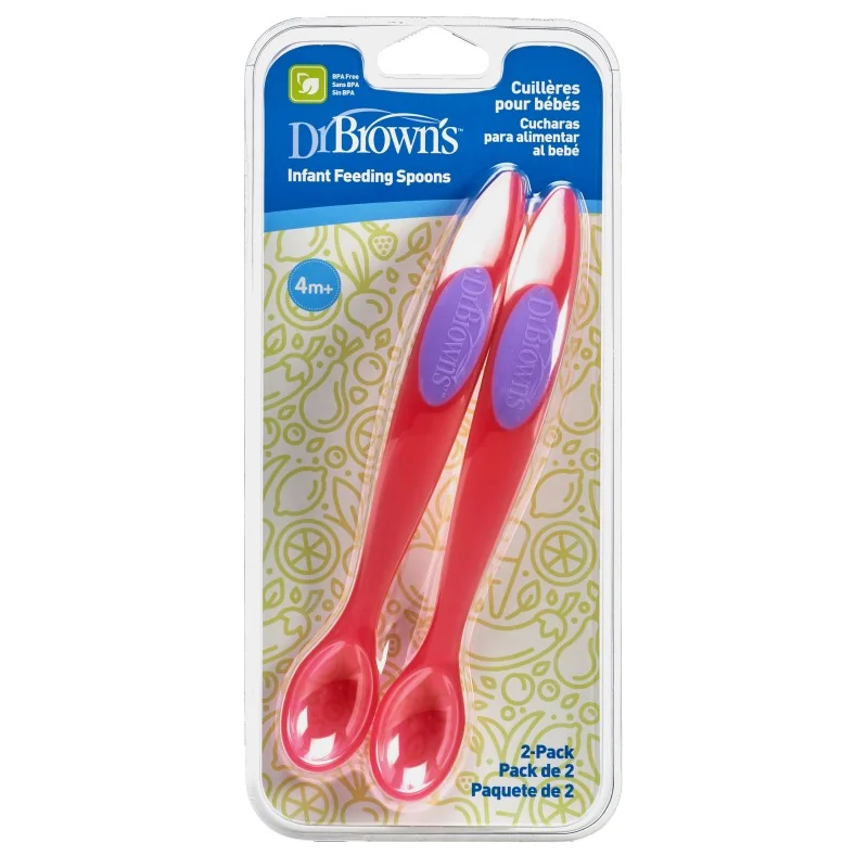 Lingurite roz adanci pentru bebelusi, 2 bucati, Dr. Brown's