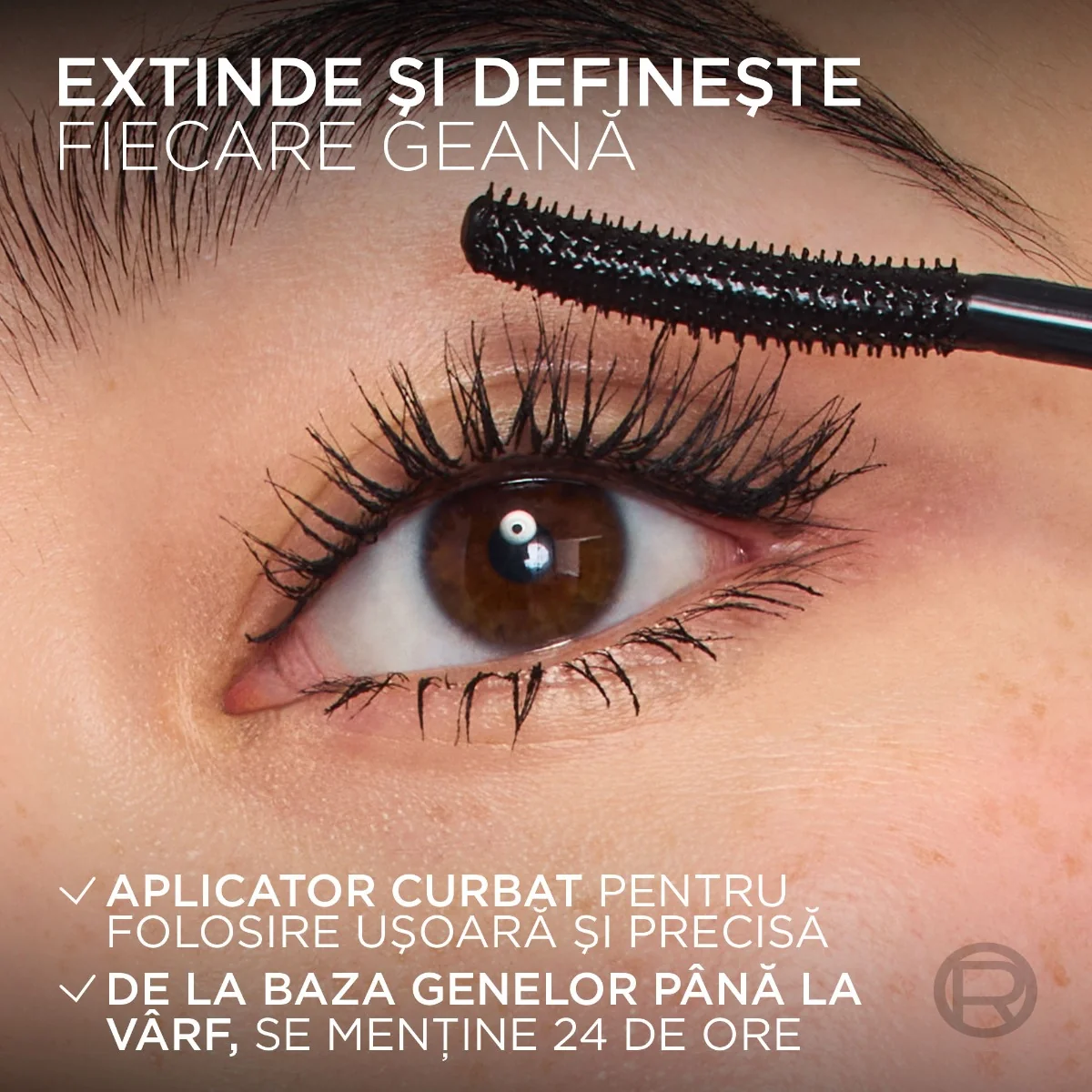 Mascara cu efect de alungire si curbare Telescopic Extensionist Black, 9.9ml, L'Oreal Paris 