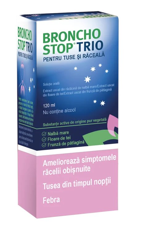 Bronchostop Trio pentru tuse si raceala solutie orala, 120ml, Bronchostop