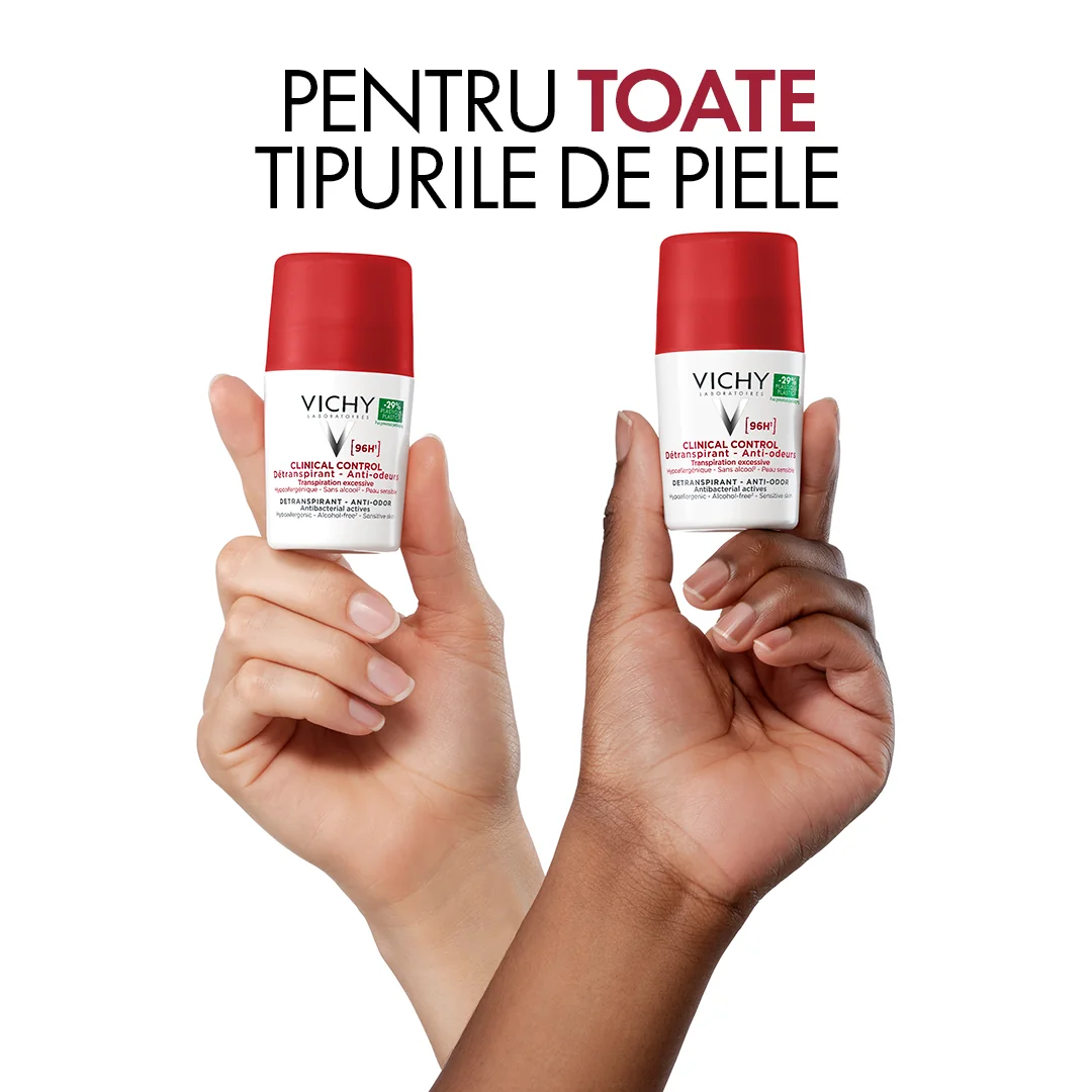 Pachet Deodorant roll-on Clinical Control 96H Antitranspirant, 2 x 50ml, Vichy