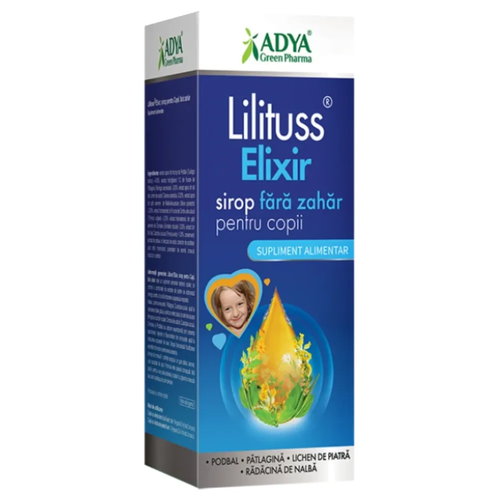 Sirop fara zahar pentru copii Elixir Lilituss, 180ml, Adya Green Pharma