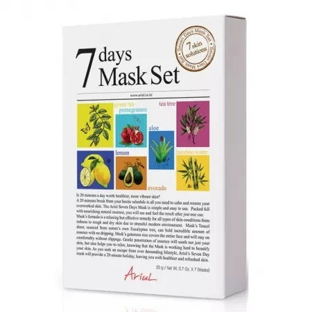 Set masti pentru tratamentul complet al tenului 7Days Mask, 1 bucata, Ariul
